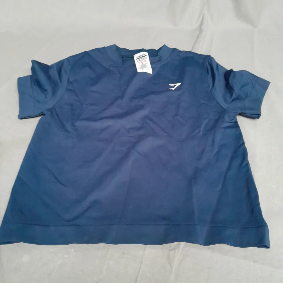 GYMSHARK NAVY STRETCH T-SHIRT - SMALL