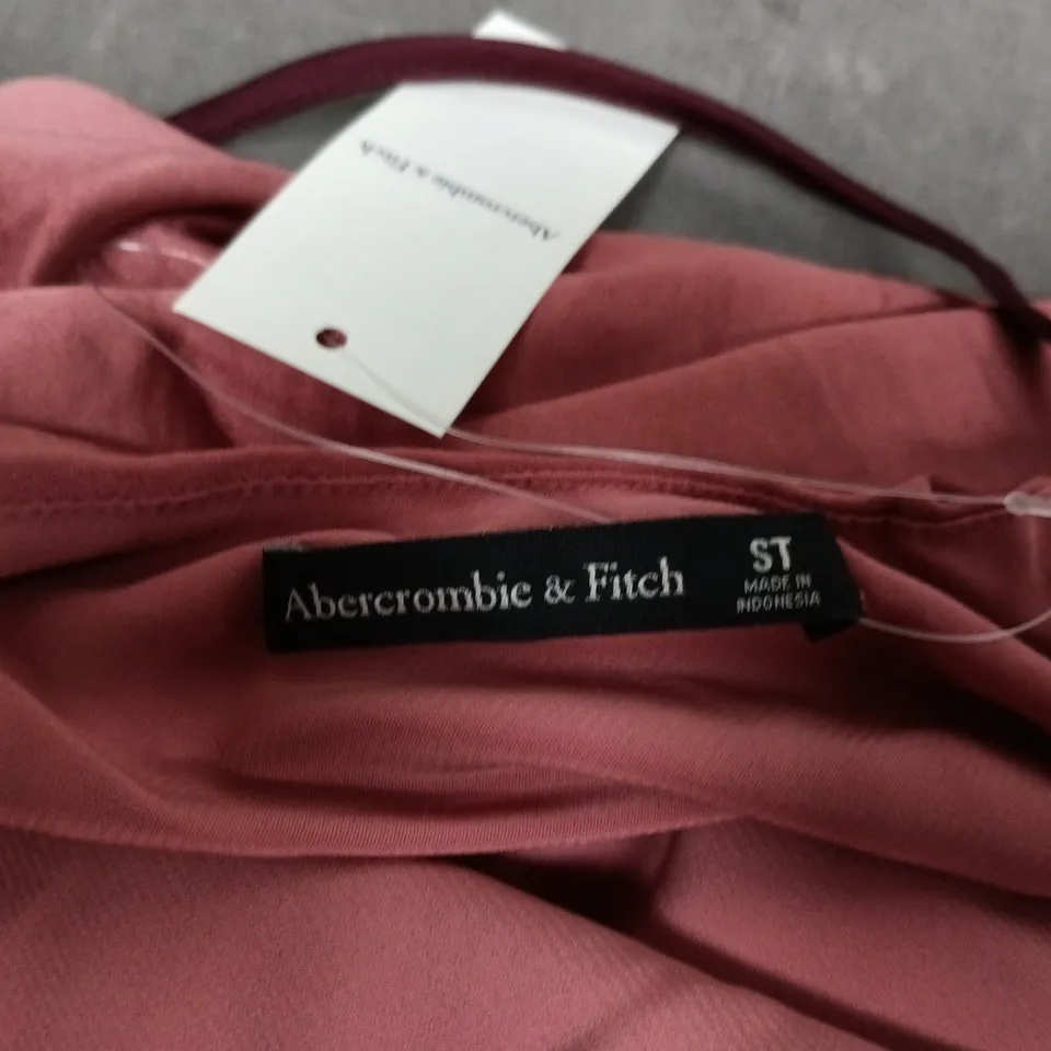 ABERCROMBIE & FITCH SATIN EVENING DRESS – HALTER NECK, PINK/MAUVE, UK SIZE ST