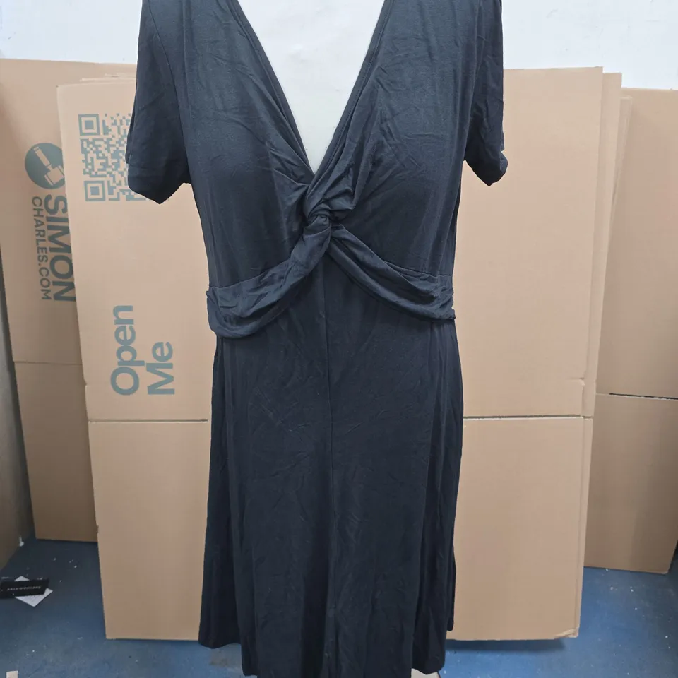 BONPRIX LONG BLACK TWIST FRONT DRESS SIZE M