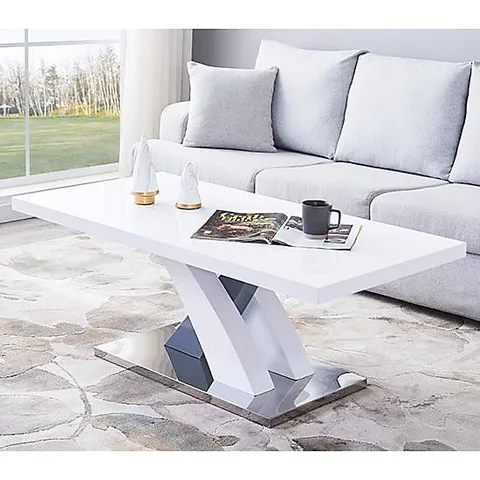 BOXED AXARA COFFEE TABLE RECTANGULAR IN WHITE AND CAPRICE GREY HIGH GLOSS (1 BOX)