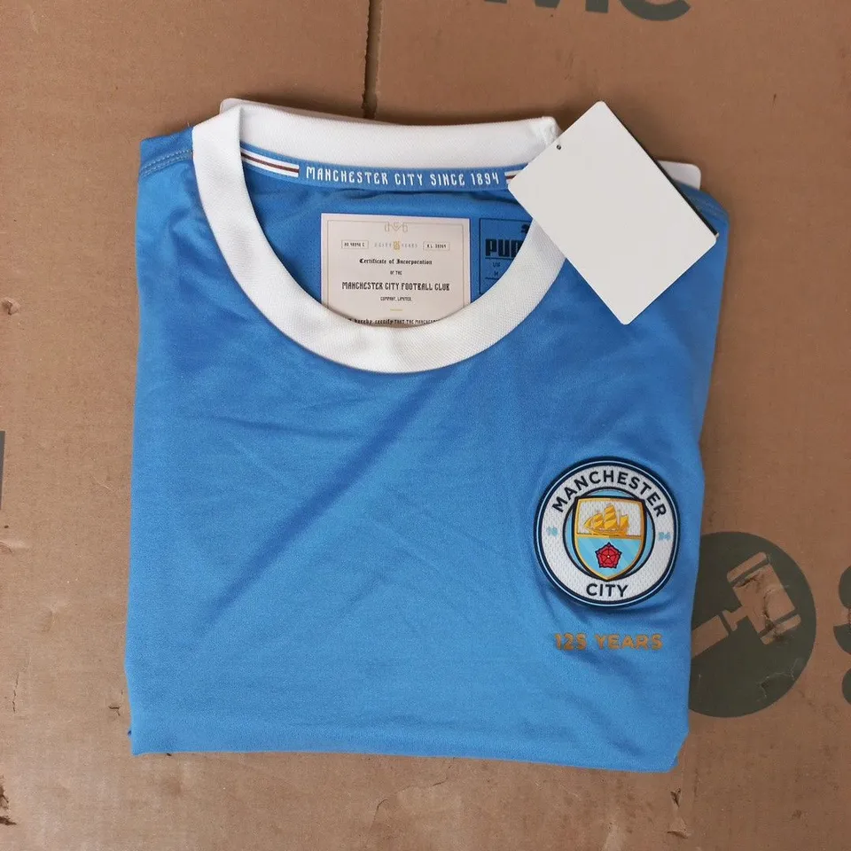 PUMA MANCHESTER CITY 125TH ANNIVERSARY T-SHIRT IN BLUE SIZE MEDIUM