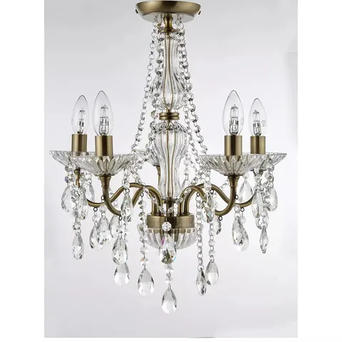 ALESSANDRA FLUSH ANTIQUE BRASS EFFECT CRYSTAL CHANDELIER