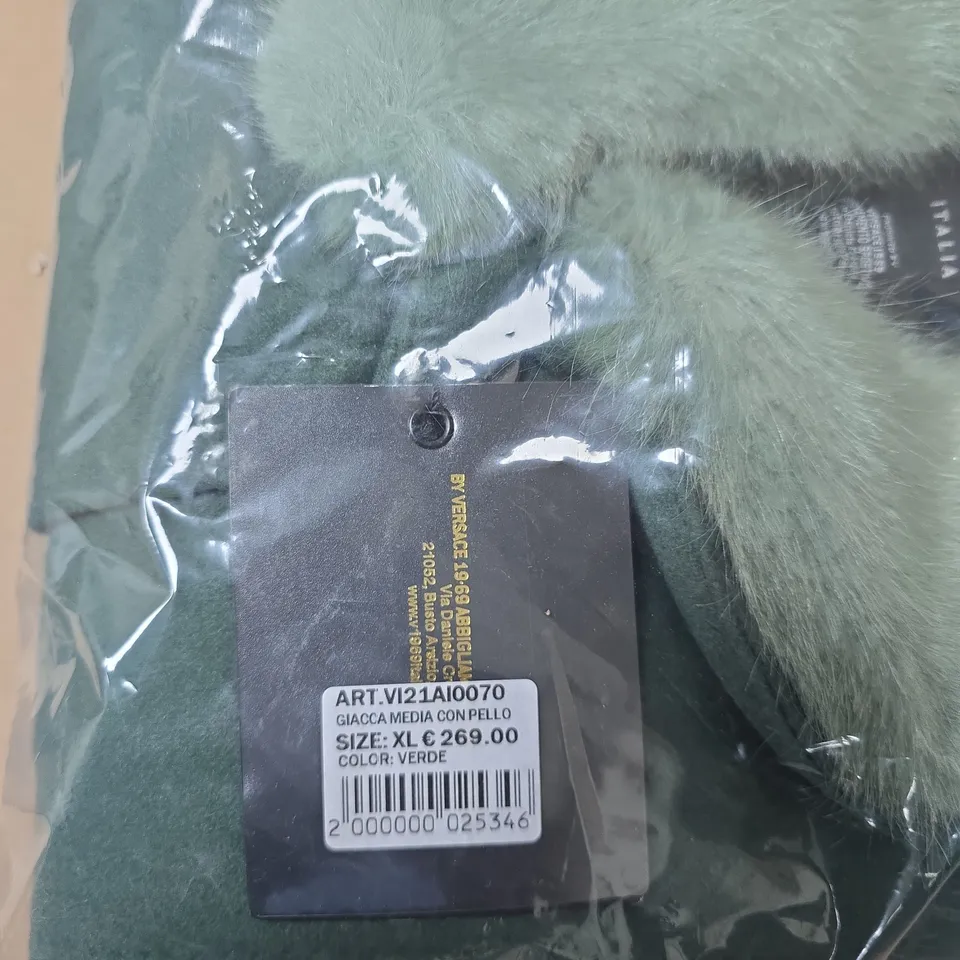 19V69 GIACCA MEDIA CON PELLO GREEN FUR-TRIM COAT – XL