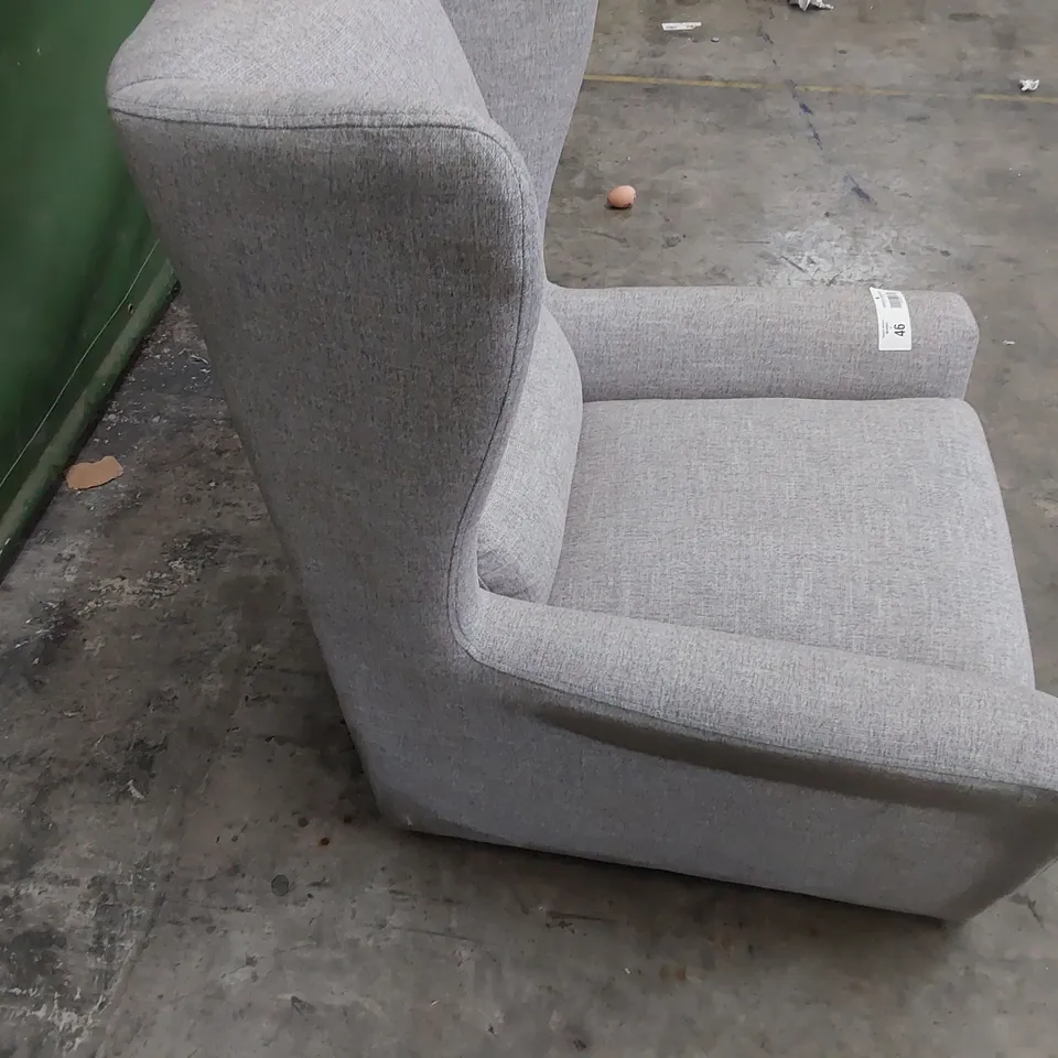 QUALITY BRITISH MADE LOUNGE Co WING BACK EADY CHAIR LIGHT GREY FABRIC 