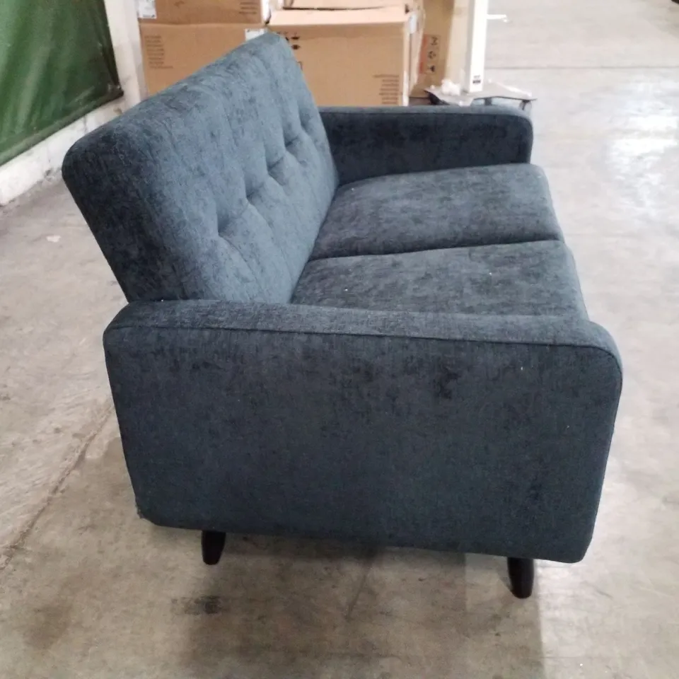 QUALITY DESIGNER OSLO 2 SEATER SOFA - DARK BLUE/GREY FABRIC