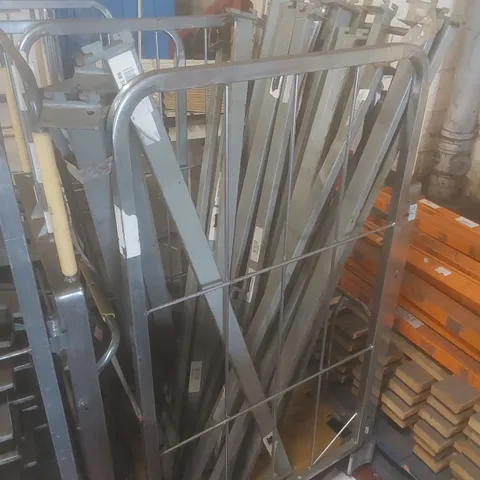 CAGE TO CONTAIN AN ASSORTMENT OF COMMERCIAL WAREHOUSE RACKING PARTS AND PIECES - CAGE NOT INCLUDED