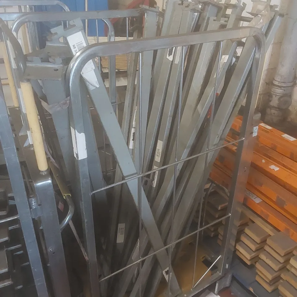 CAGE TO CONTAIN AN ASSORTMENT OF COMMERCIAL WAREHOUSE RACKING PARTS AND PIECES - CAGE NOT INCLUDED