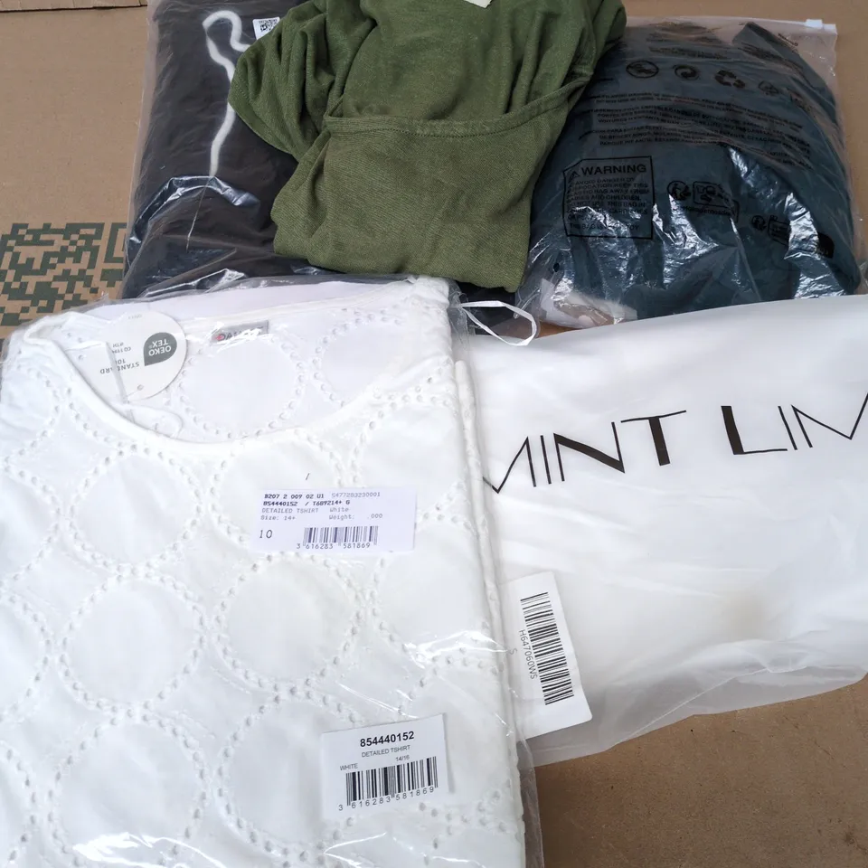 APPROXIMATELY 30 ASSORTED CLOTHING ITEMS IN VARIOUS SIZES, STYLES & COLOURS TO INCLUDE BRANDS SUCH AS MINT LIMIT, DAMART, FORGOTTEN TRIBES, ETC - COLLECTION ONLY