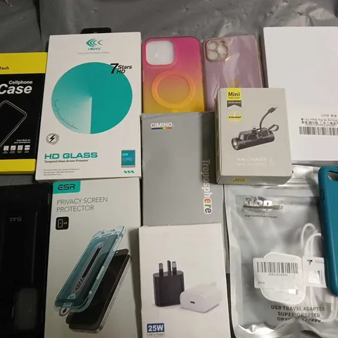 LOT OF ASSORTED MOBILE PHONE ACCESSORIES TO INCLUDE CASES, SCREEN PROTECTORS AND CHARGERS