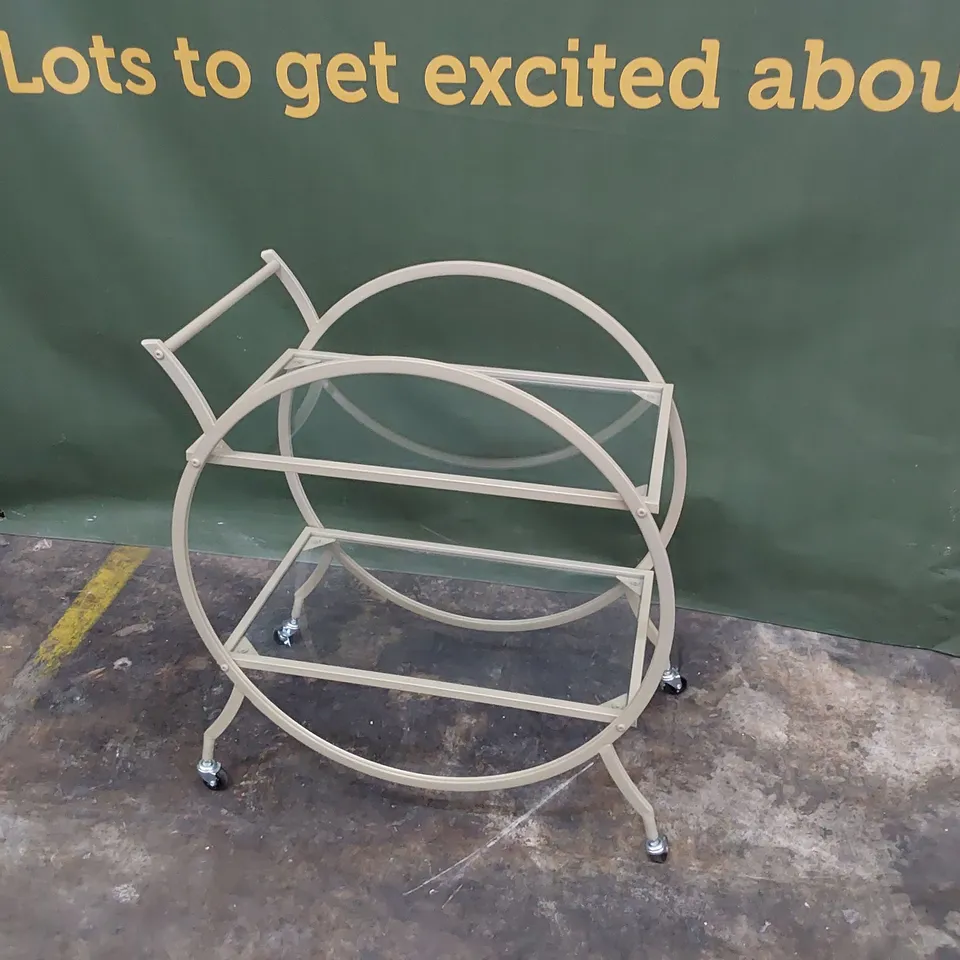 BOXED BRAND NEW GEORGE HOME DRINKS TROLLEY WITH GLASS SHELVING & METAL FRAME H78 × W67 × D38cm