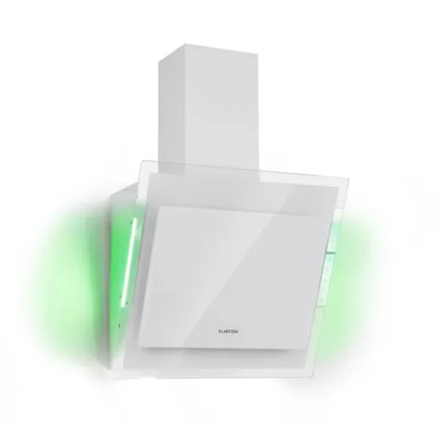 KLARSTEIN COOKER HOOD 60CM LED ANGLED KITCHEN EXTRACTOR FAN CHIMNEY HOOD GLASS TOUCH WHITE BOXED