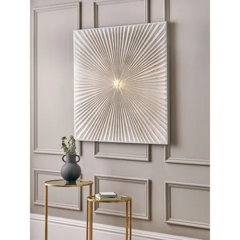 BOXED WHITE AND GOLD METAL SUNBURST - NO FRAME PRINT ON METAL