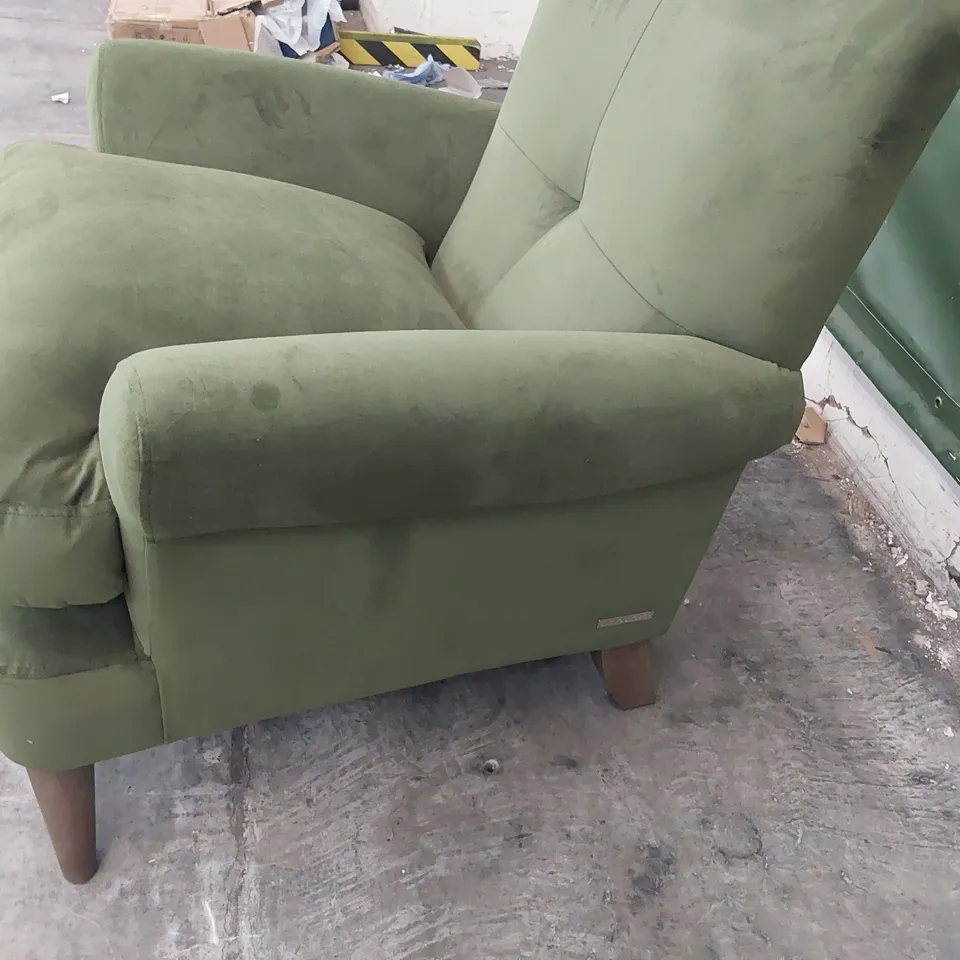QUALITY BRITISH DESIGNER LOUNGE Co JOSHUA CHAIR WOODLAND MOSS FABRIC 