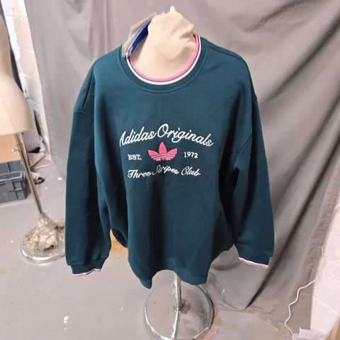 ADIDAS ORIGINALS CREW SWEATSHIRT – TEAL WITH PINK TRIM, MEN'S