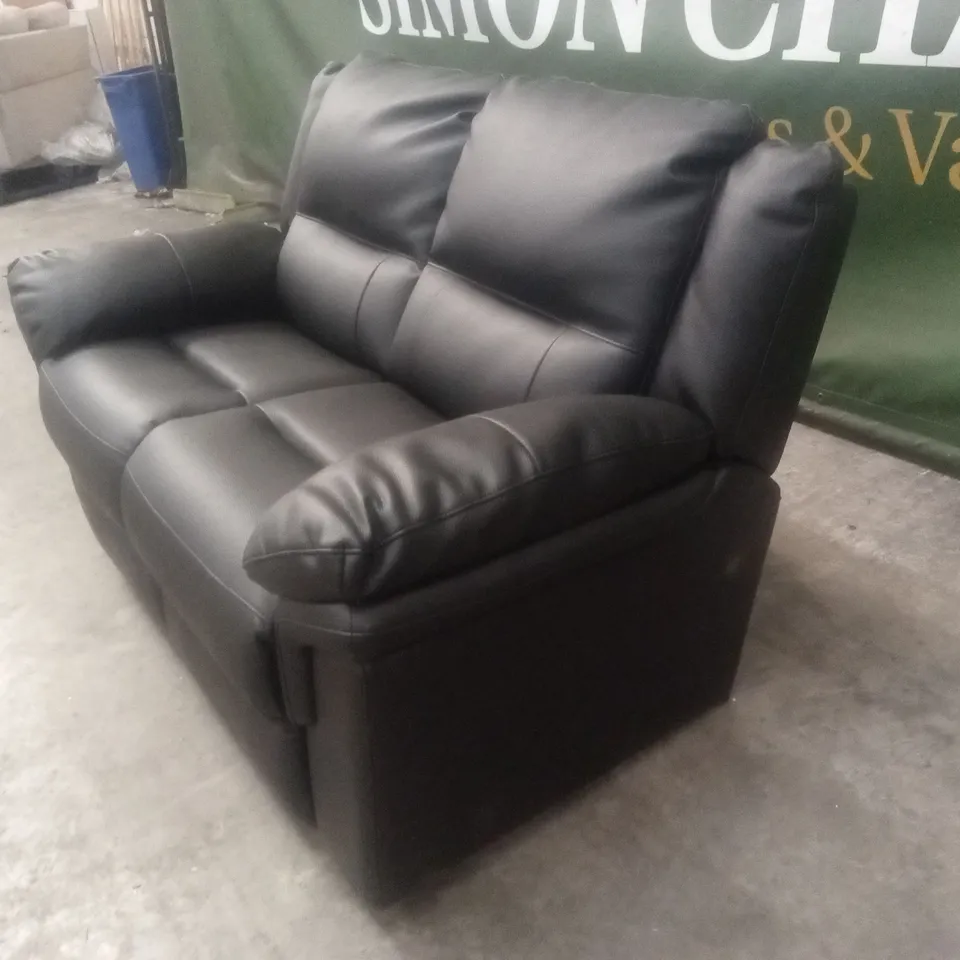 ALBION LUXURY FAUX LEATHER HIGH BACK 2 SEATER SOFA - BLACK RRP £519