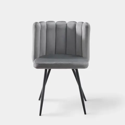 BOXED MARKLAND SET OF TWO GREY VELVET DINING CHAIRS