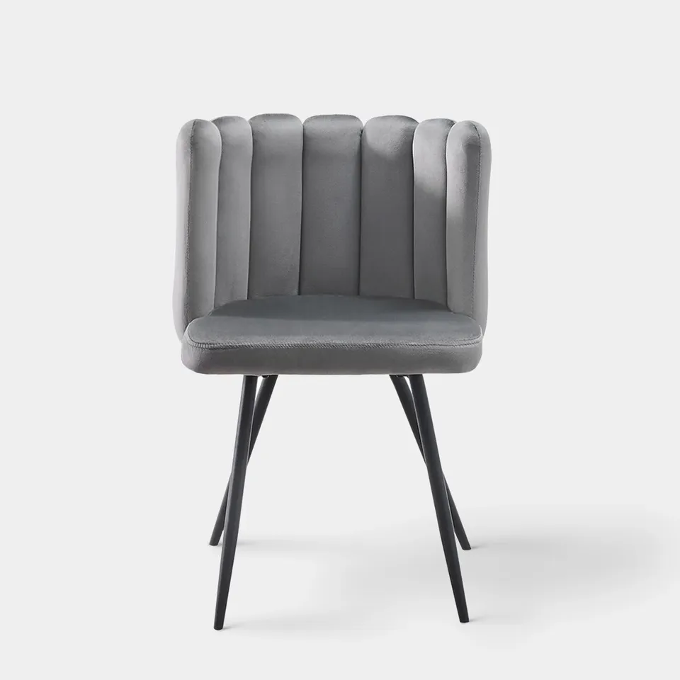BOXED MARKLAND SET OF TWO GREY VELVET DINING CHAIRS