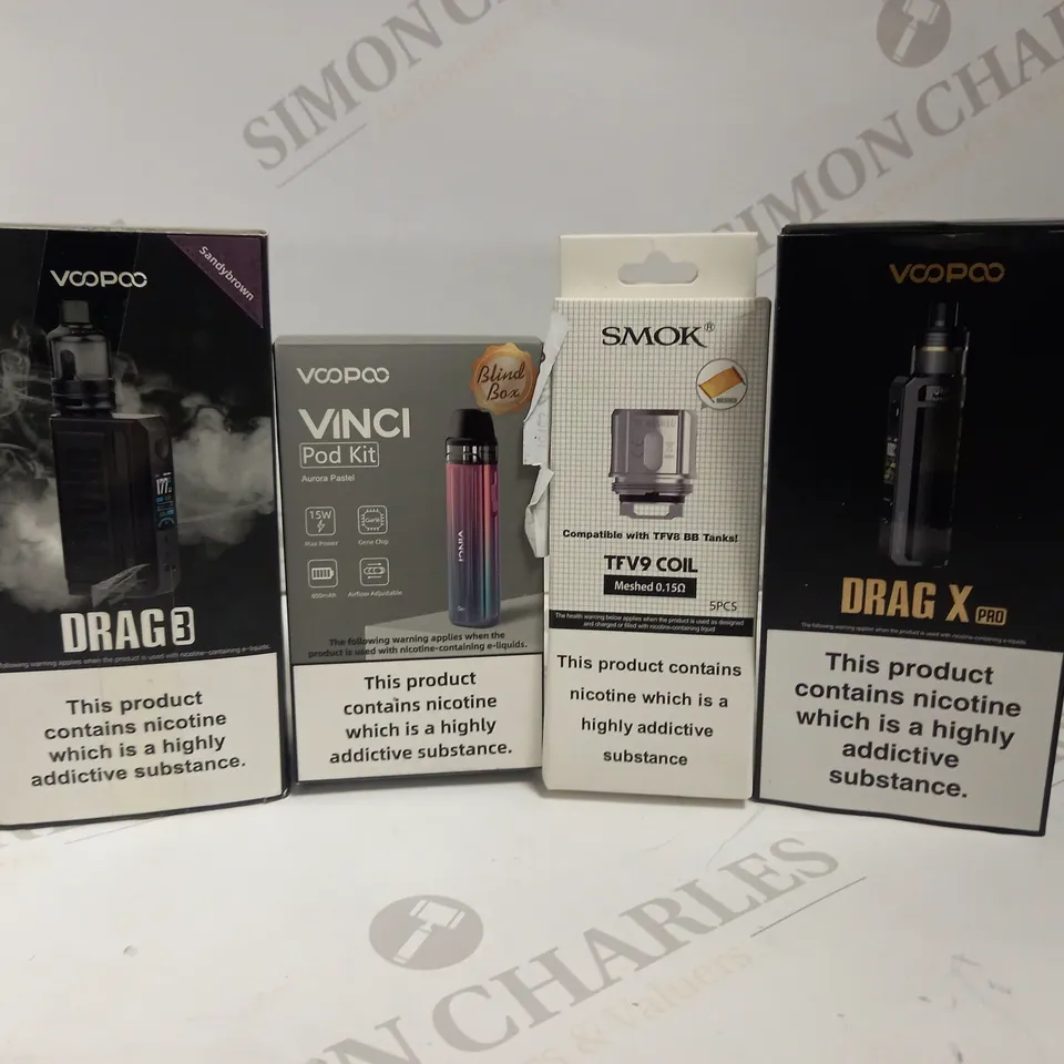 LOT OF 35 ASSORTED VAPING DEVICES & ACCESSORIES, TO INCLUDE VOOPOO, SMOK, ETC