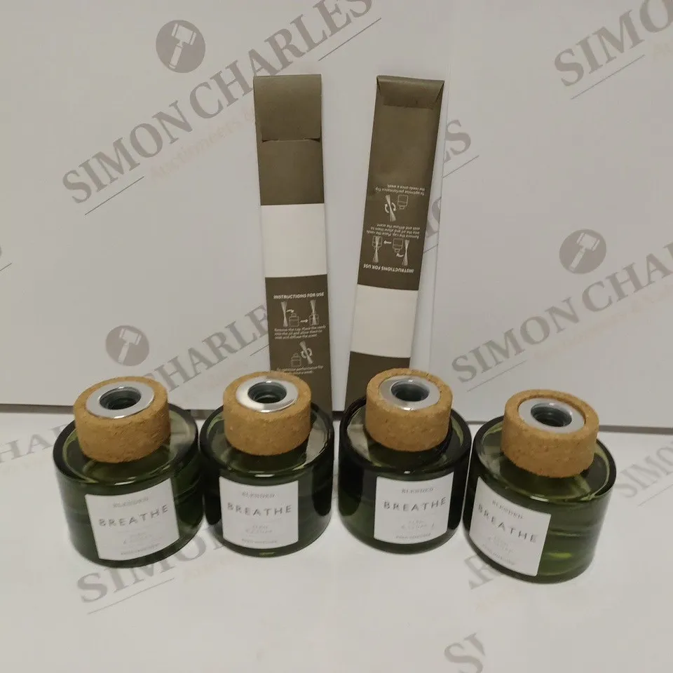BOX OF 4 BLENDED BREATHE FERN & CEDAR REED DIFFUSERS