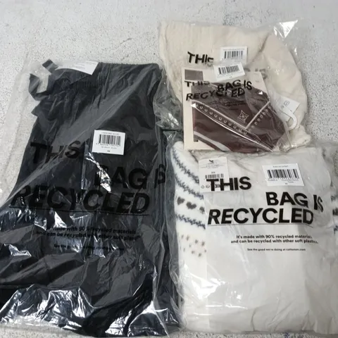 APPROXIMATELY 25 ASSORTED CLOTHING ITEMS IN VARIOUS SIZES, COLOURS & STYLES TO INCLUDE BUTTON UP CARDIGAN, LINEN EASY SHORT, KNOT YOUR EVERYDAY SQUARE SCARF, ETC 