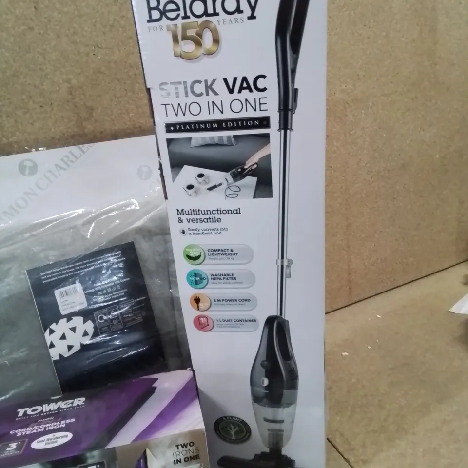 SELECTION OF BRAND NEW HOUSEHOLD ITEMS TO INCLUDE TABLE LAMP, TOTAL BODY WAXING KIT, VAC CLEANER, MUG SET, ETC.
