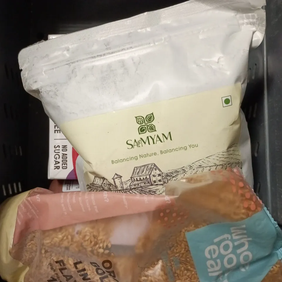 APPROXIMATELY 10 ASSORTED FOOD/DRINK PRODUCTS TO INCLUDE BROWN RICE DRINK, SESAME SEEDS, BONITO TUNA ETC 