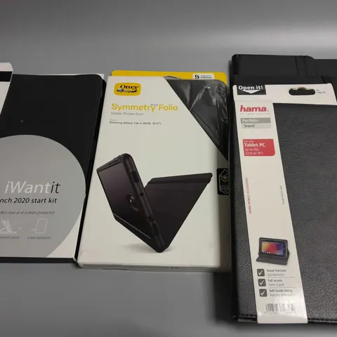 LOT OF 5 ASSORTED TABLET CASES TO INCLUDE HAMA AND OTTER