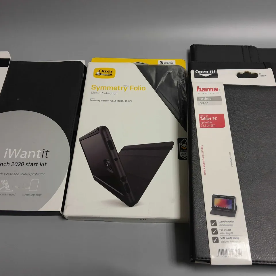 LOT OF 5 ASSORTED TABLET CASES TO INCLUDE HAMA AND OTTER