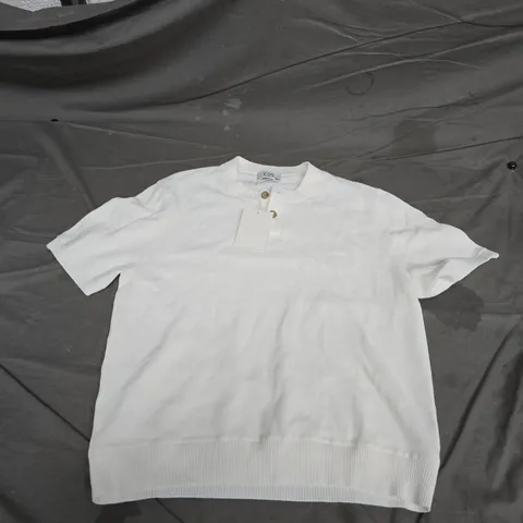 COS WHITE KNIT POLO SHIRT – SHORT SLEEVE, EUR L