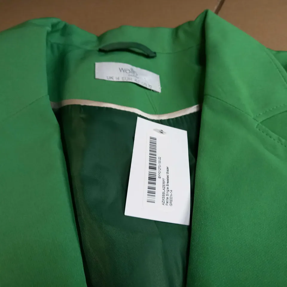 WALLIS GARDEN GREEN SINGLE BREASTED BLAZER - SIZE 14