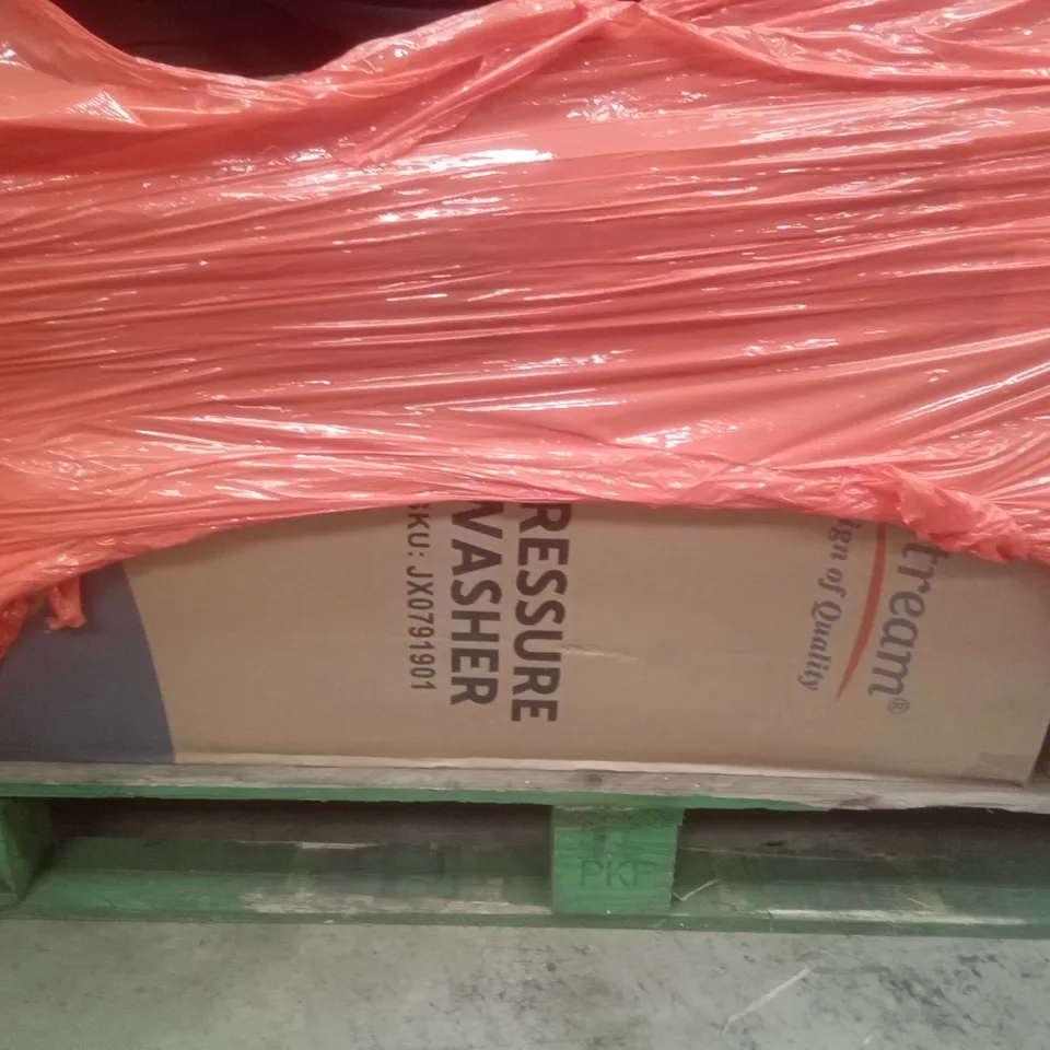 PALLET OF ASSORTED ITEMS INCLUDING STREAM PRESSURE WASHER, AIR COOLER, CRUTCHES 