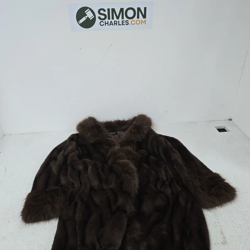 LA MAREY SIGNATURE FUR COAT, BROWN, UK SMALL (SM)