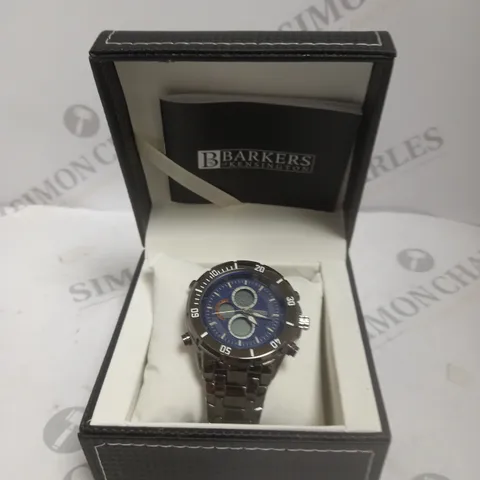 BOXED BARKERS OF KENSINGTON PREMIER SPORT BLUE DIAL WATCH