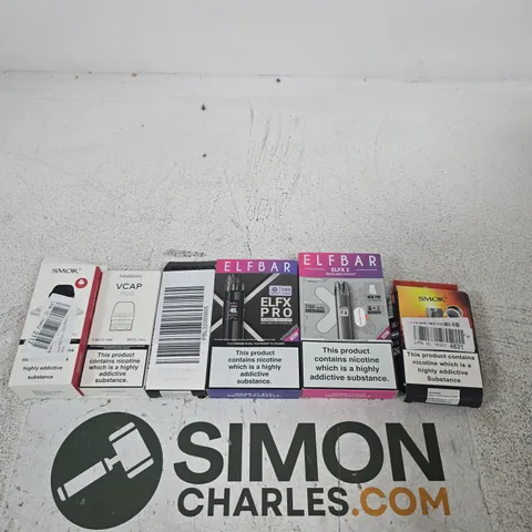 APPROXIMATELY 20 ASSORTED E-CIG PRODUCTS AND ACCESSORIES TO INCLUDE SMOK, INNOKIN, ELFBAR ETC 