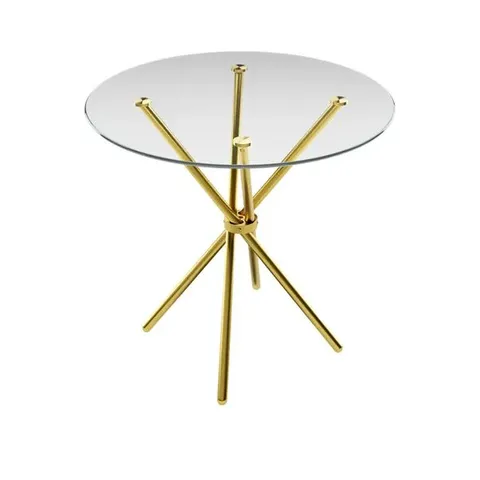 BOXED CASA 4 SEATER GLASS TOP DINING TABLE - GOLD (2 BOXES)