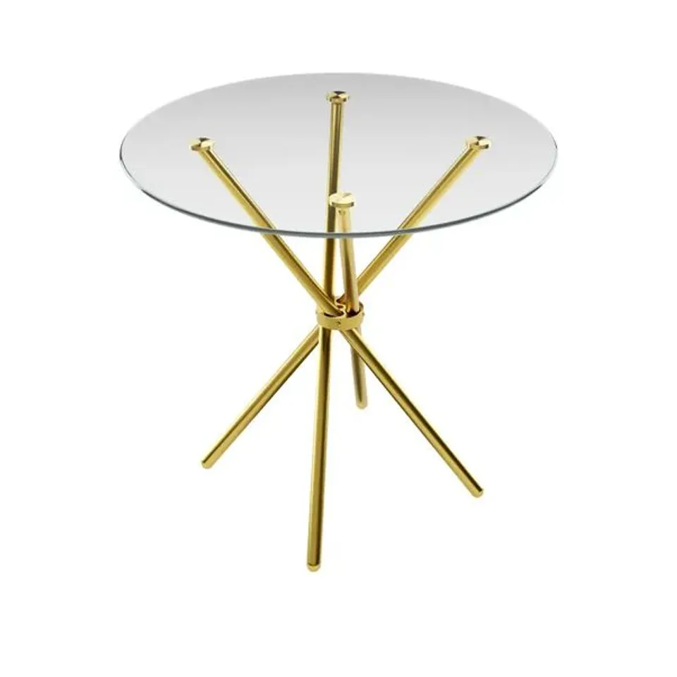 BOXED CASA 4 SEATER GLASS TOP DINING TABLE - GOLD (2 BOXES)