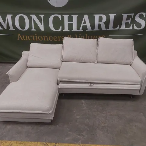 QUALITY DESIGNER FABRIC UPHOLSTERED CORNER SOFA BED WITH STORAGE