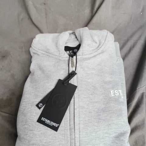 ESTABLISHED GREY ZIP HOODIE - XS