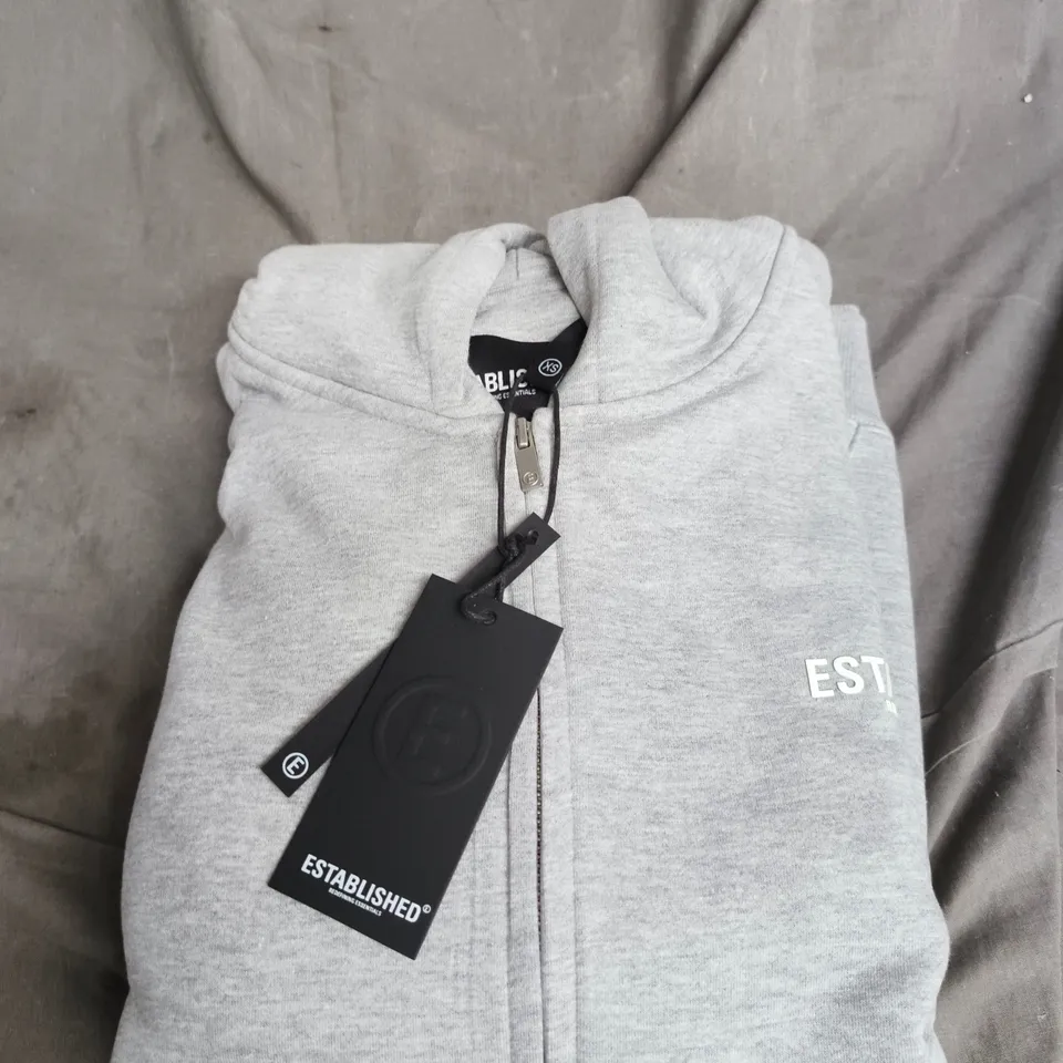 ESTABLISHED GREY ZIP HOODIE - XS