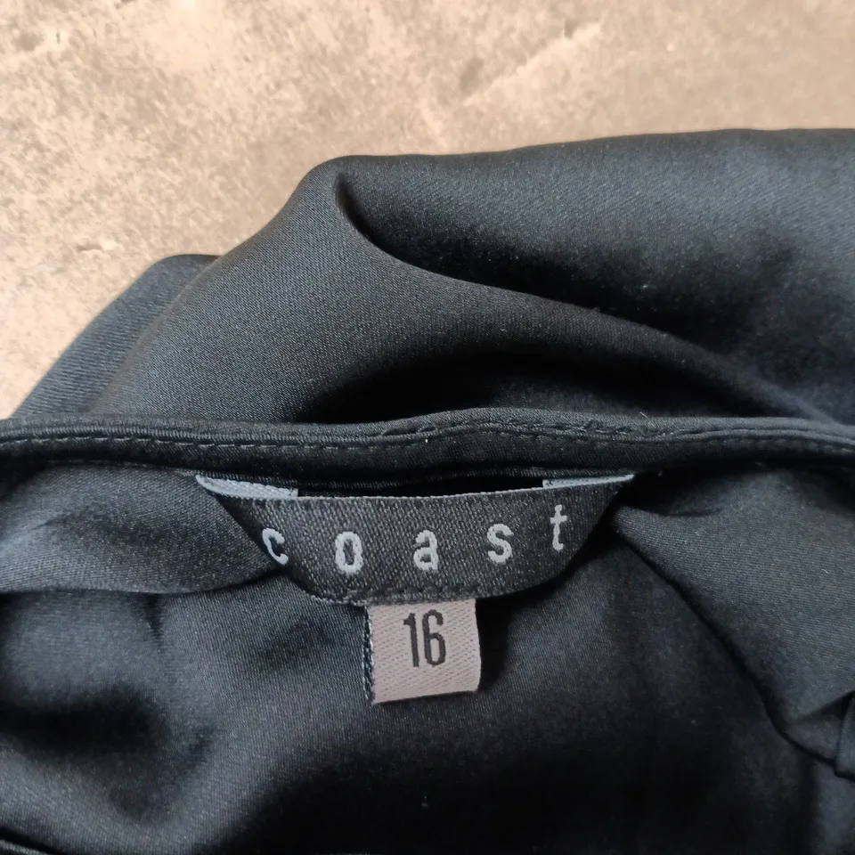 COAST BLACK HALTER-NECK DRESS WITH TIERED RUFFLES – UK SIZE 16