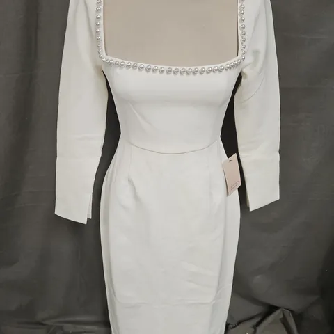ODDMUSE THE ULTIMATE MUSE MIDI PEARL DRESS IN WHITE SIZE S