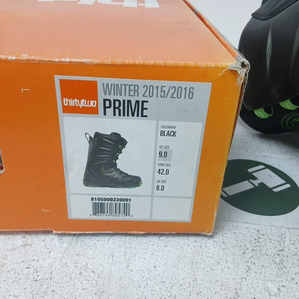 THIRTYTWO SNOWBOARD BOOTS – BLACK/NEON GREEN, US 9 (EU 42, UK 8) PRIME WINTER 2015/2016