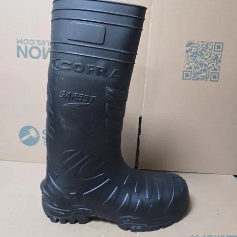 BOXED PAIR OF COFRA SAFETY BOOTS S5 EN ISO 20345 – BLACK KNEE-HIGH, UK 11 (EU 46)