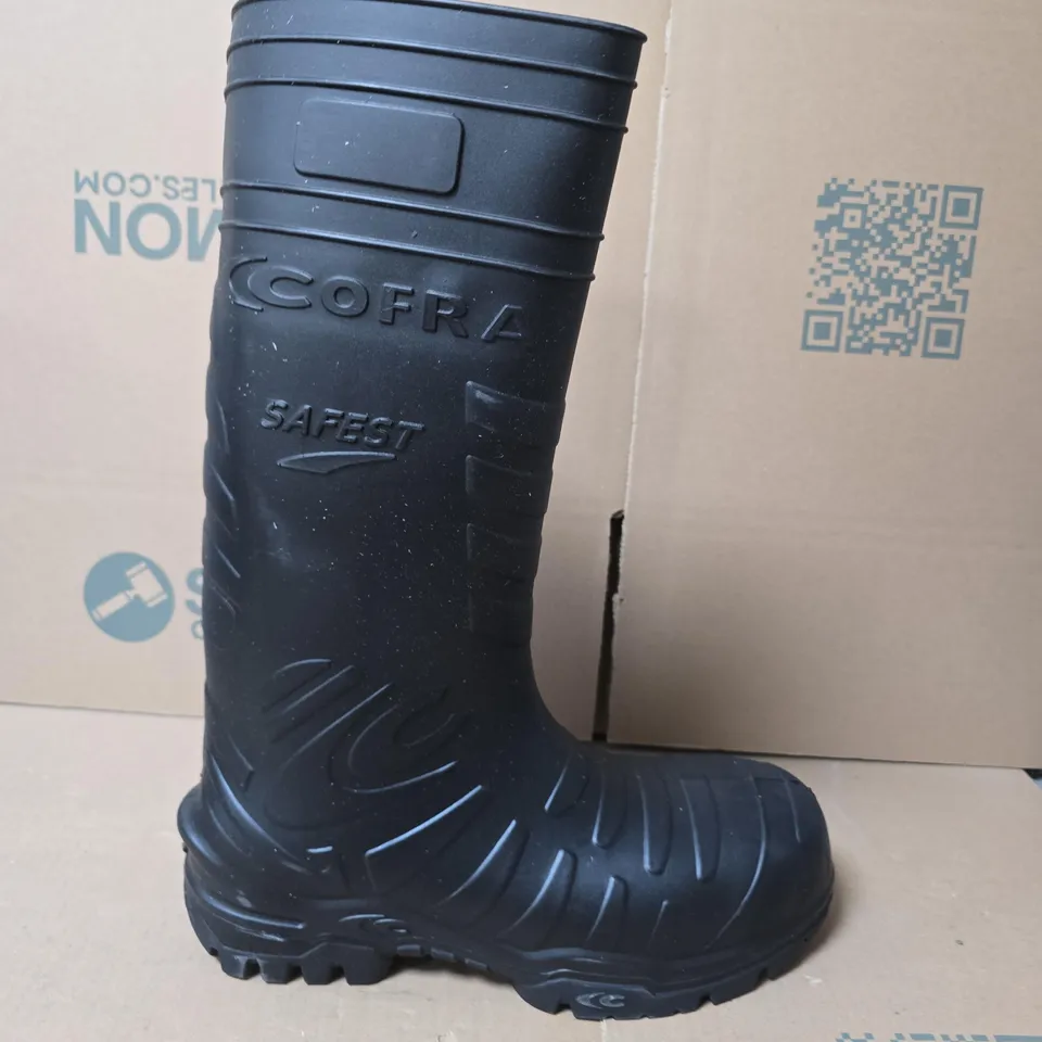 BOXED PAIR OF COFRA SAFETY BOOTS S5 EN ISO 20345 – BLACK KNEE-HIGH, UK 11 (EU 46)
