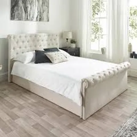 BOXED ASPIRE FURNITURE CHESSINGTON OTTOMAN SLEIGH BED NATURAL - KING (2 BOXES)