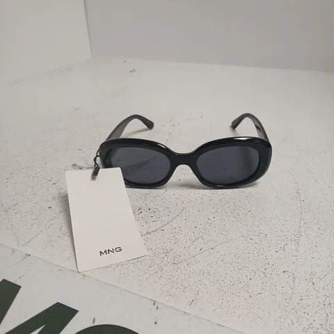 MNG SUNGLASSES – BLACK PLASTIC FRAME, DARK TINTED LENSES