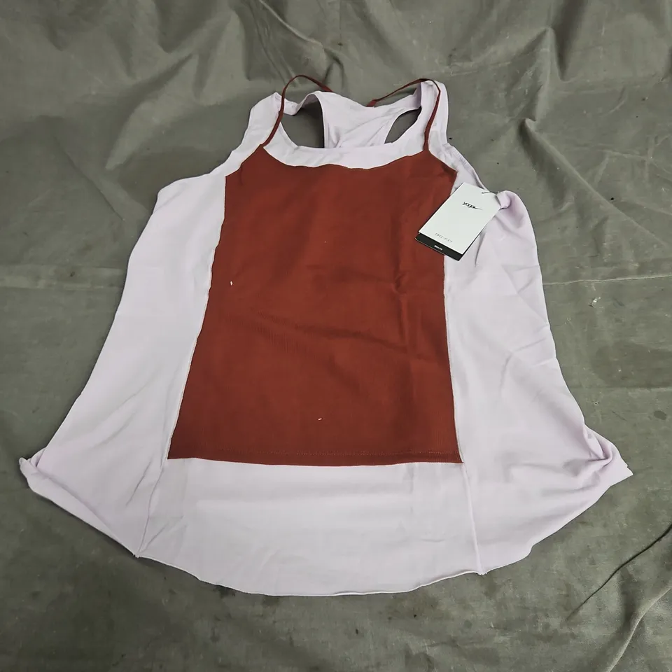 NIKE YOGA DRI-FIT TANK IN LILACE/BROWN SIZE L