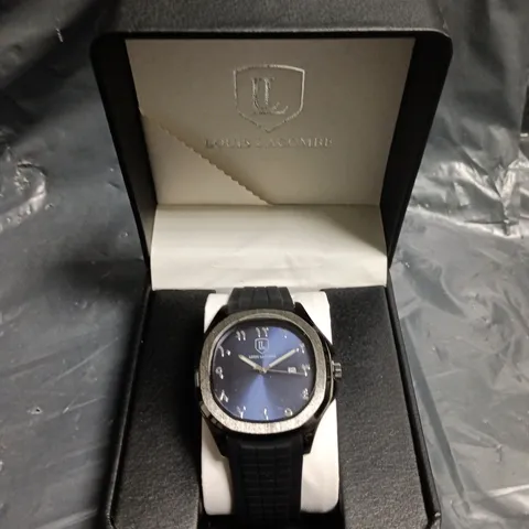 LOUIS LACOMBE NAVY DIAL RUBBER STRAP WATCH