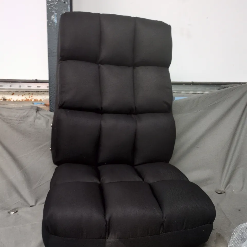 BLACK QUILTED UPHOLSTERED LOUNGE CHAIR – BOXED