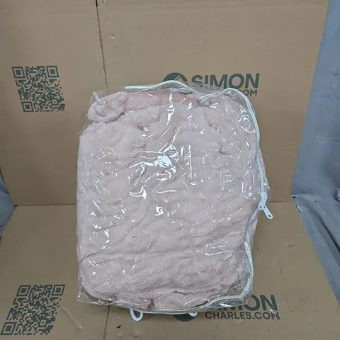 COZEE HOME LUXURY RUCHED FAUX FUR ABD VELVETSOFT HEATED THROW PINK